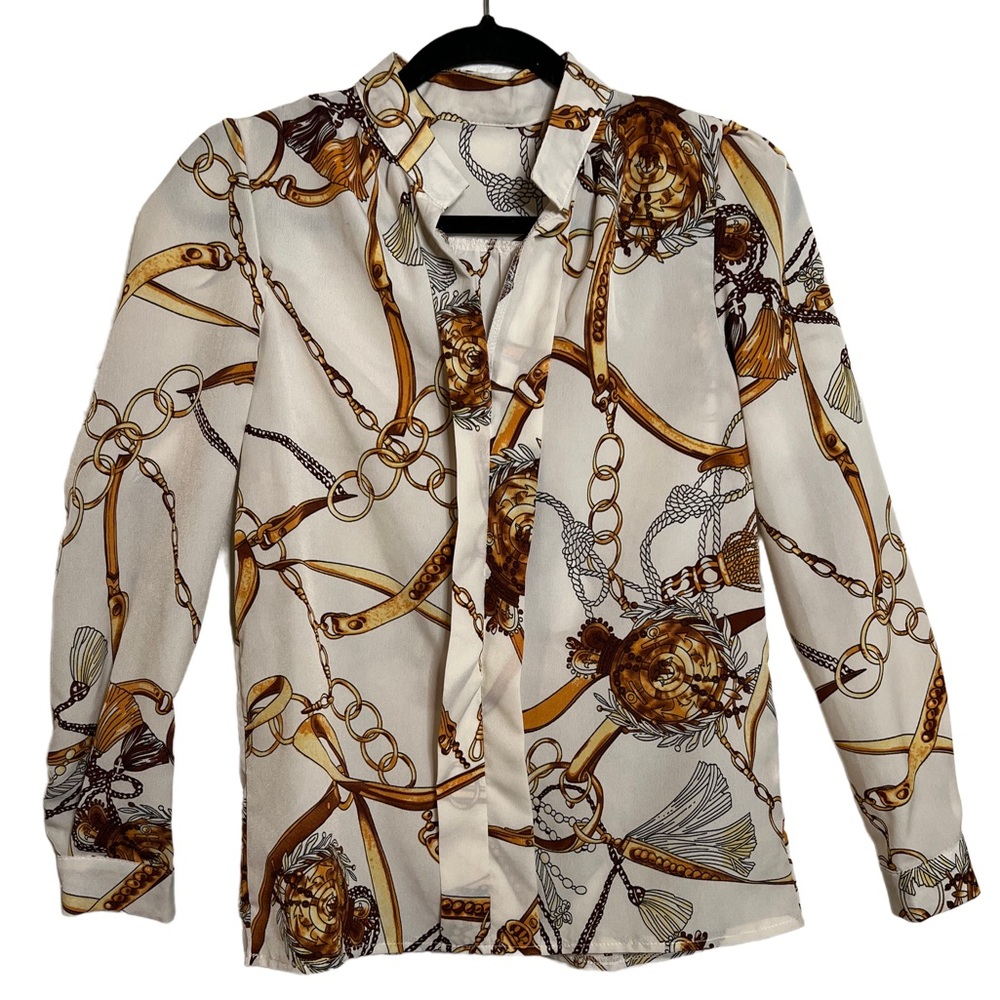 SHEIN | Chain Print Split Neck Shirt | Never worn